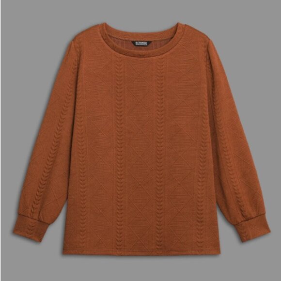 BloomChic Size L Textured Round Neck Stretchy Sweatshirt us size 12 - Picture 4 of 6